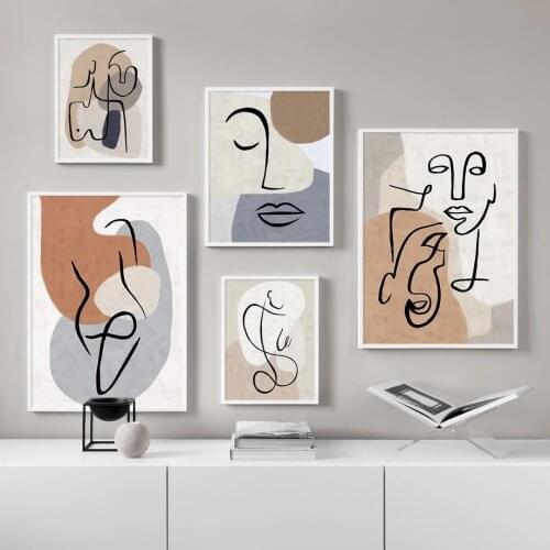 Boho Color Block Prints Nude Girl Posters And Prints Abstract Line Wall Art Canvas Painting Nordic Pictures Living Room Decor