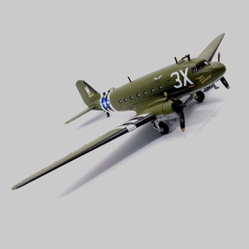1/100 Casting Alloy WWII 101 Airborne Division C47 Transport Aircraft Normandy Battle Home Display Collection Gift Free Shipping