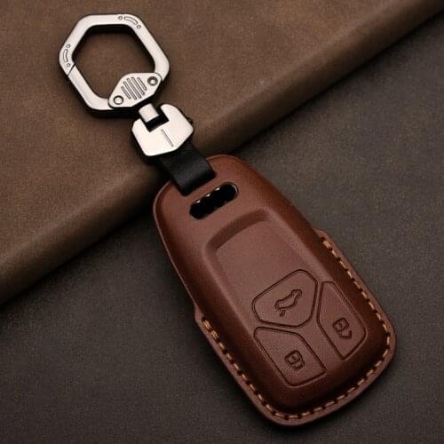 Leather Car Key Case Cover For AUDI A4 A4L A5 Q5 Q7 TT 2016 2017 Key 2016 2017 2018 Styling Accessories