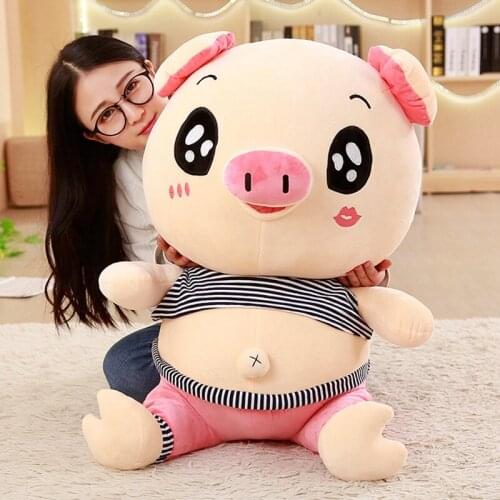 Kawaii Soft Cartoon Piggy Plush Toy Big Stuffed Anime Pig Doll Animals Pillow for Baby Gift 30inch 75cm