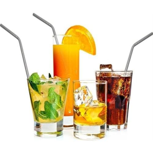 Quevinal100set Reusable Stainless Steel Metal Drinking Straws Straight Straws Bar Drinks Clean Brush for 30oz 20oz Tumbler Cups