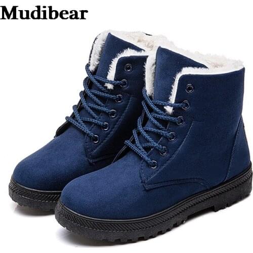 Mudibear Women Boots Warm Plush Winter Shoes For Snow Boots Platform Winter Botas Mujer Plus Size Ankle Boots Female Heels Boots