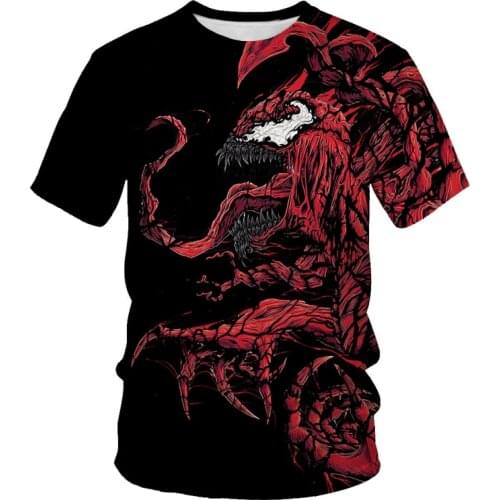 2021 summer fashion new spider venom series 3D printing pattern mens cool casual short-sleeved T-shirt top