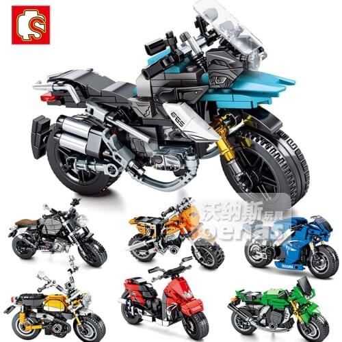 Sembo Building Blocks Sets DIY kids toys Technic Mechanical Heavy Locomotive Motorcycle Educational Model boys creative gifts