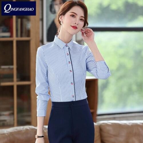 New Striped Shirt Womens Business Wear Business Fashion Slim Temperament Long Sleeve Shirt Women Workwear