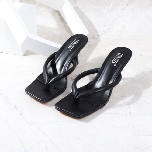 Kalsooni 2021 New Women Summer Heels Middle-heel Sandals Modern Flip-flops Slippers