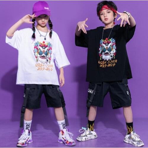 Kids Ballroom Hip Hop Clothing Tshirt Oversized Tops Streetwear Cargo Shorts For Girls Boys Stage Jazz Dance Costume Outfits
