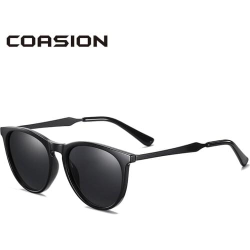 COASION TR90 Frames Round Sunglasses Women Polarized Black Sun Glasses Shades for Men Eyewear lunette de soleil femme CA1509