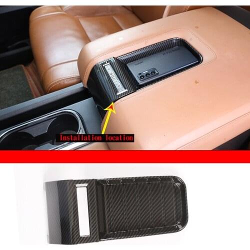 ABS Armrest Box Protective Covers Carbon Fiber Car Central Armrest Decorative for Toyota Tundra 2014-2021 Car Accessories