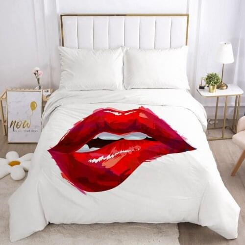 3D Duvet Cover with Zipper Comforter Blanket Quilt Cover 240x220/90/135/150 Fashion Bedding Bag Red lips Drop ship