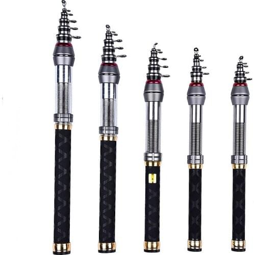 High quality 99% carbon fiber 1.3m-2.4M high performance portable outdoor rotating mini fly telescopic fishing rod sale