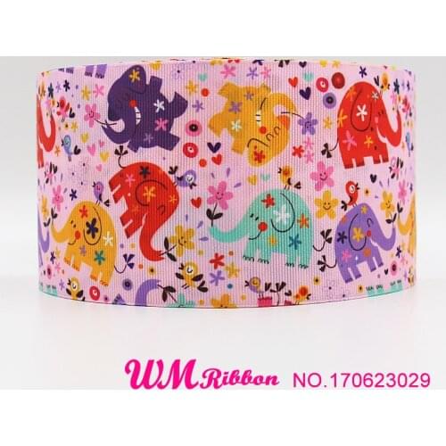Q&N ribbon 3inch 75mm fish dog elephant printed grosgrain ribbon webbing 50yards/roll for headband hair bows free shipping