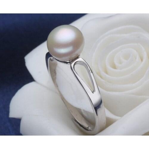 ADJUSTABLE Real Freshwater 7-8mm Pearl Ring Jewellery Fashion Finger Ring Hot Promotion 2pcs/lot