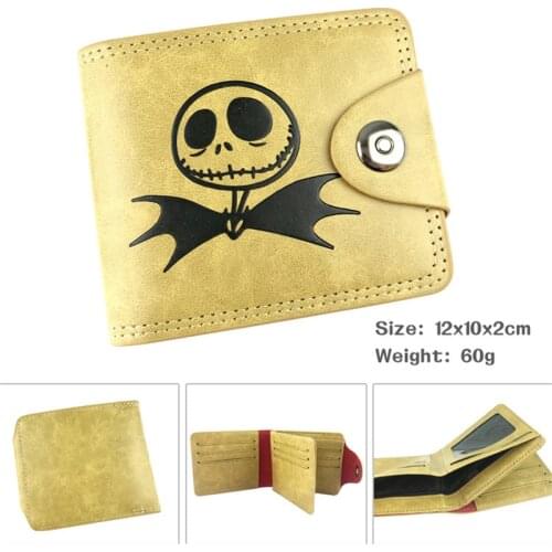 The Night Before Christmas Jack Skull Cartoon Anime Men Women Boys Girls Short Leather Hasp Button Wallet Purse Money Holder