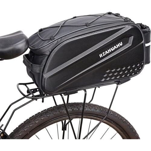 Bicycle Trunk Bag MTB Waterproof Bicycle Saddle Bag Reflective Large Capacity Foldable Tail Rear Bag Cycling Trunk Pannier Black