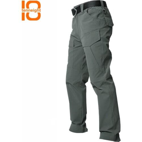 TENNEIGHT Summer hiking pants Men stretch quick-drying Multi-pocket Military Pants Tactical Cargo Pants Cotton Army Trouser