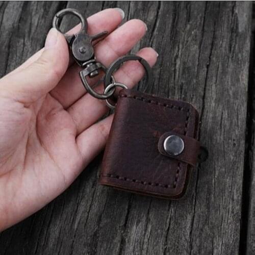 Quality Vintage mens keychain leather key ring design new photo frame car purse pendant porte clef for boyfriend gift 2020