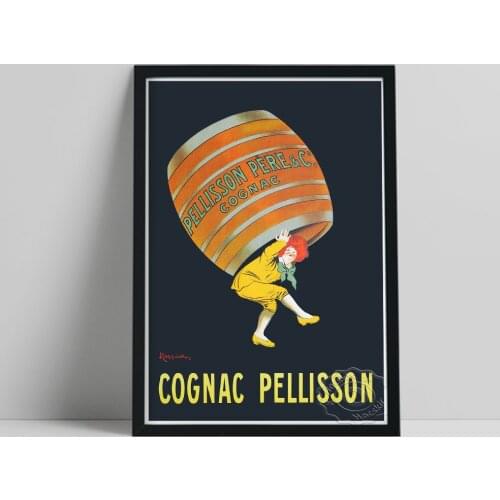 Vintage European Advertising Poster, Women Carry Casks Wine Canvas Painting, Colored Cognac Pellisson Cappiello Home Wall Decor