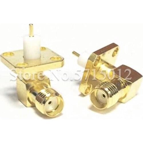 2pcs SMA-KWFE Famale External Thread Internal Hole 90 Degree with Flange Soldering PCB Board RF Coaxial Connector