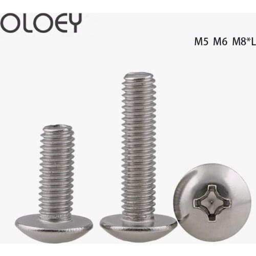 Factory Price 2~20PCS M5 M6 M8 304 Excellent Stainless Steel Phillips Truss Head Large Flat Round Cross Screw Bolt L=6-80mm