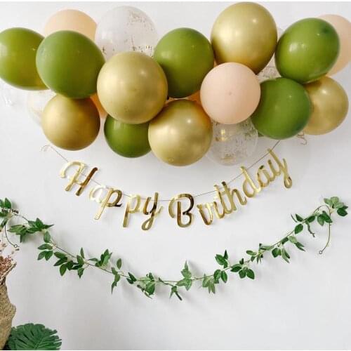 36pcs Birthday Party Balloon Chain Retro Green White Pink Garland Metallic Gold Balloons Baby Shower Wedding Decoration Supplies