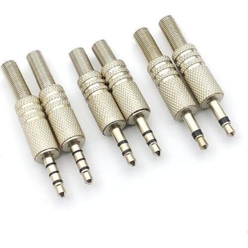10pcs new 3.5mm mono/Stereo 3 Pole/Stereo 4 Pole Male Solder Metal Connector Plug adapter