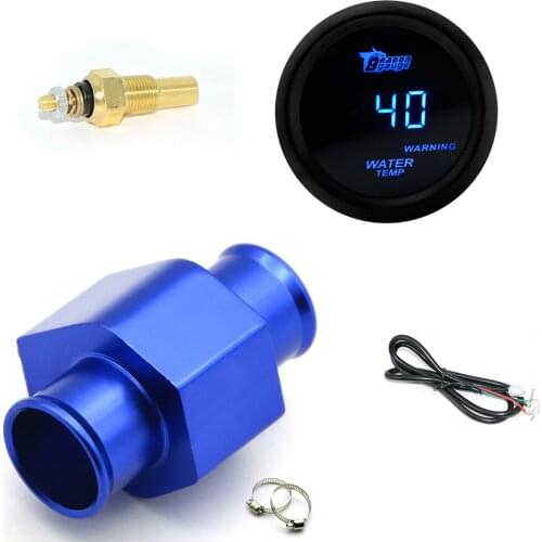 2'' 52MM Car Digital Blue Led Water Temperature 40-150℃ Gauge With Water Temp Joint Pipe Sensor Adapter 1/8NPT