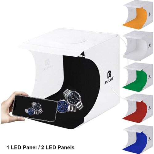 2 Panels LED Mini Photography Studio Box Table Top Light Box Foldable Portable Photo Studio Softbox Shootting Tent Backdrop Kit