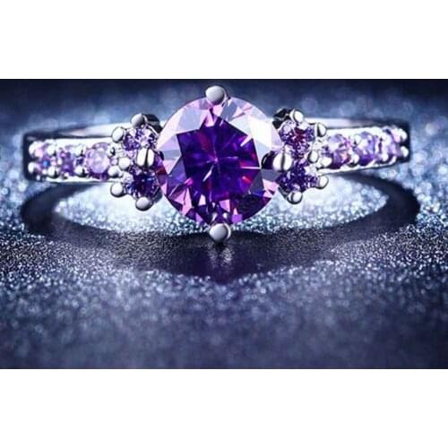 2018 Proposal Ring Amatista Women Rhinestone Ring Purple Rhineston Ring Brand Rhinestone Jewelry Gift For Lady 100% success rate