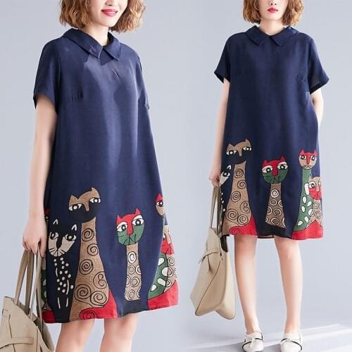 2020 Chinese Style Dress Qipao Short Sleeve Loose Casual Cheongsam Oriental Dress Vintage Plus Size Summer Clothes 11317