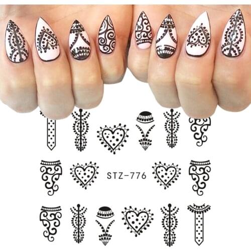 3D Colorful Beauty Nail Art Stickers Nails Flower Decals Black White Creative Self-Adhesive Set DIY Nail Art Decoration Manicure