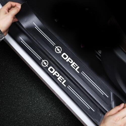 Carbon Fiber Car Door Sill Guard Protector Stickers For Opel Astra Insignia Corsa Mokka J H G K Zafira Meriva Accessories 4Pcs