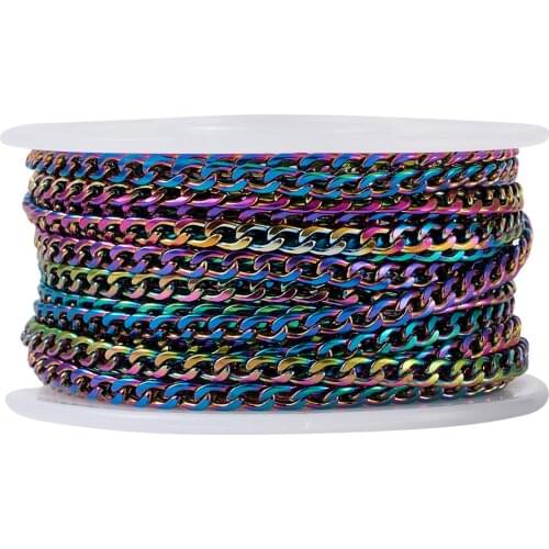 5m/roll Vacuum Plating 304 Stainless Steel Curb Chains Multi-color Twisted Chain Unwelde Link For DIY Jewlery Making 4.5x3x1mm
