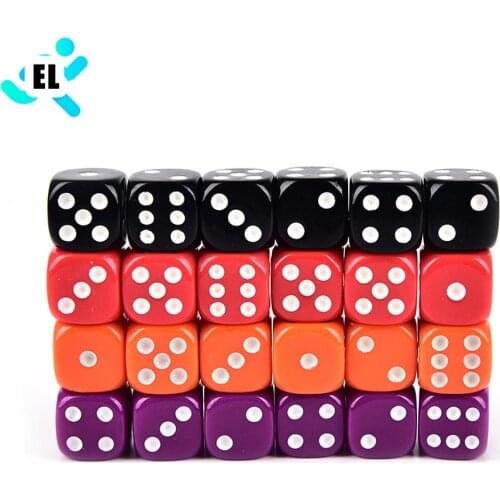 6 PCS Dices Rounded Corners Four-Color Transparent Dice BoardGame Drinking Digital Dice Gumbling Game 16MM