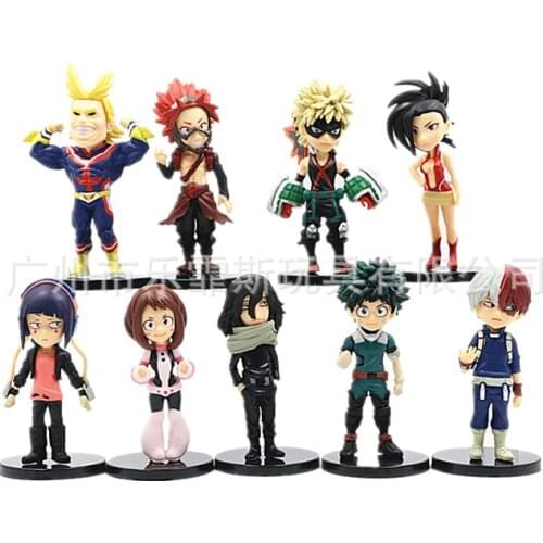 9 types/set 8CM Japanese Anime My Hero Academia PVC Model School Supplies Todoroki Shouto Collection Gift