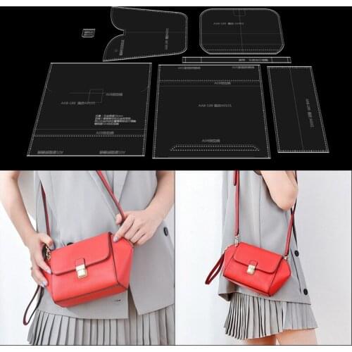 Acrylic Stencil Leather Handmade Craft Women`s Shoulder Bag Sewing Pattern Template Sewing Accessories with Holes 27*16*11cm