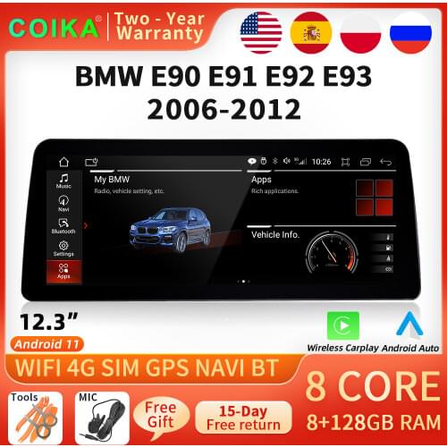 12.3" IPS Touch Screen Car Android 10 System Radio For BMW E90 E91 E92 E93 2006-2012 WIFI BT 4G GPS Navi 4+64GB Carplay 8 Core