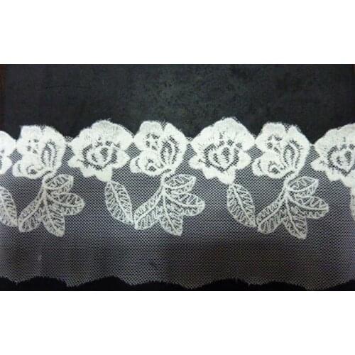 Free shipping Flower white cotton embroidered lace,3-15cm width,XERYd2933