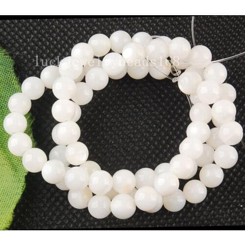 Free shipping Women Fashion Jewelry 6mm Fashion White Mother of pearl Shell Round Loose Beads 15.5" FG6320