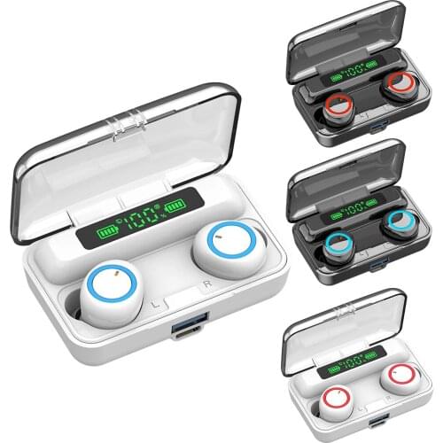 F9-3 TWS Bluetooth 5.1 Wireless Headphones Mini 9D Stereo In-ear Earphone Touch Control with Rechargeable Box for Smartphones