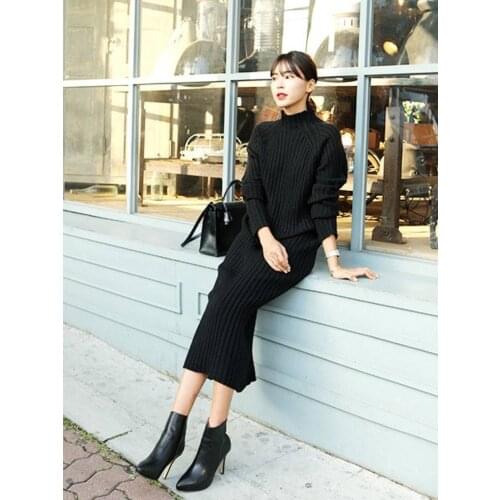 One-Piece Turtleneck Sweater Dress Women New Autumn Winter Thicken Warm Knitted Dress Woman High Elastic Twist Slim Midi Dresses