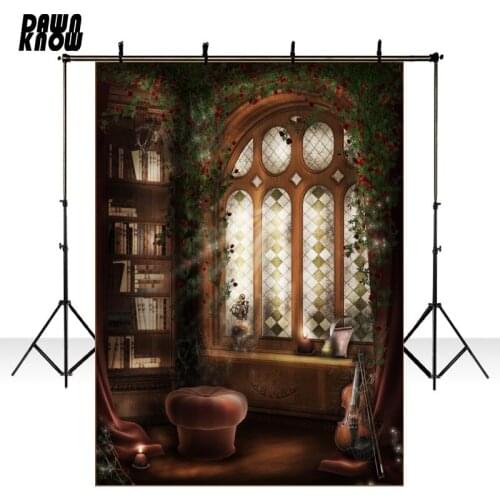 DAWNKNOW Fairy Tale Photography Background Moonlight Photocall Bookshelf Children Backdrops Indoor Wedding Photo Studio HA002