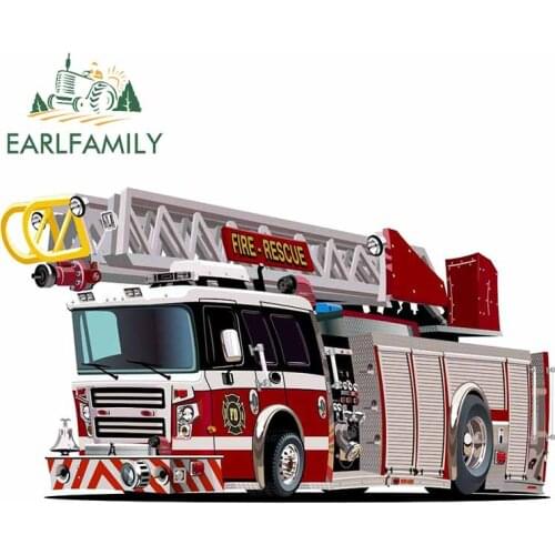 EARLFAMILY 13cm x 7.5cm for Fire Engine Fine Car Stickers Waterproof Decal Vinyl Material Car Accessories Occlusion Scratch