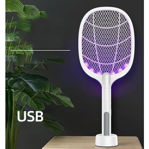 3000V Electric Mosquito Killer LED Electronic Mosquito Killer Lamp Light Rechargeable Anti Mosquito Racket Swatter Zapper Trap