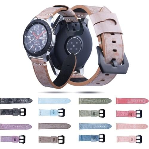 FOLOME 22MM Strap Retro Leather Watch Band for Samsung S3/Galaxy Watch 3 45mm/46mm Men/Women Durable Bracelet Belt Accessories