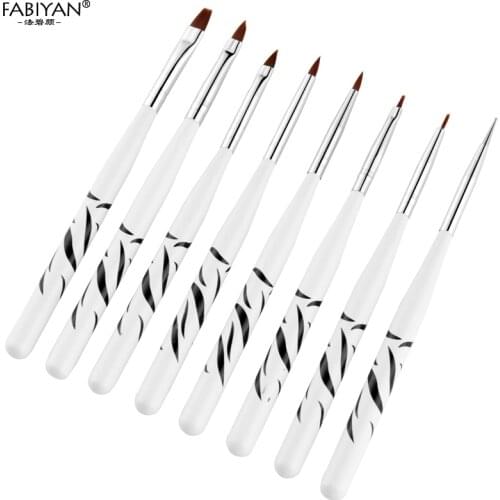 8Pcs/Set UV Gel Nail Art Brush 8 Design Dotting Painting Drawing Liner Fin Polish Pen Tools Tips Manicure DIY Kit