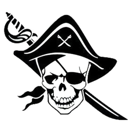 15.2*13.3CM Personalized Custom Pirate Sword Skull Car Stickers Fun Motorcycle Vinyl Decals Black/Silver C7-1003