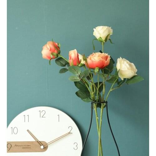 3 Heads Silk Rose bouquet home decoration accessories wedding Party scrapbook fake plants diy artificial roses flowers