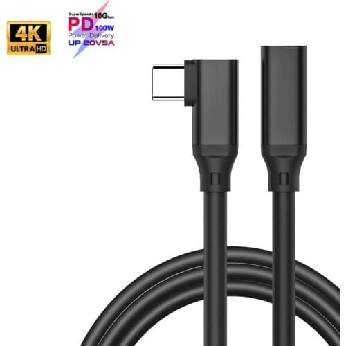 Elbow USB C Extension Cable Type C Extender Cord Thunderbolt 3 for Nintendo Switch MacBook Pro Google Pixel 3 2 0.5M 1M 2M 3M 5M