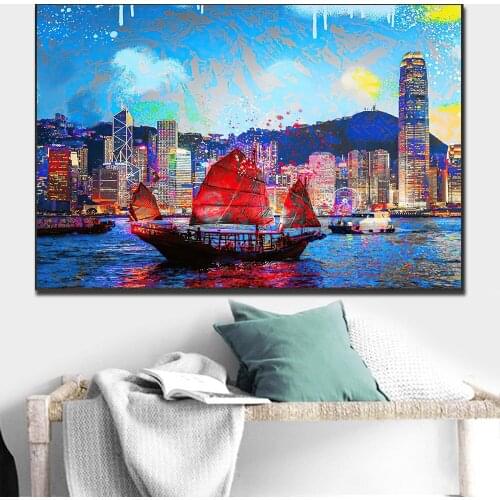 Famous Building Landscape City Watercolour The Statue of Liberty Canvas Painting Wall Art Picture Poster Prints for Living Room
